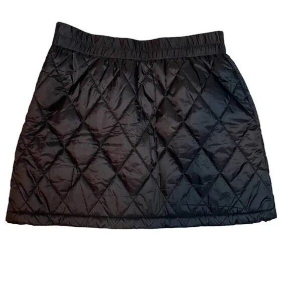 NWT Adika Black Quilted Puffer Mini Skirt Side Zip Elastic Waist Size L - Picture 3 of 7